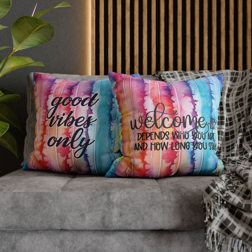 "Welcome-ish & Good Vibes" Accent Pillow Cover