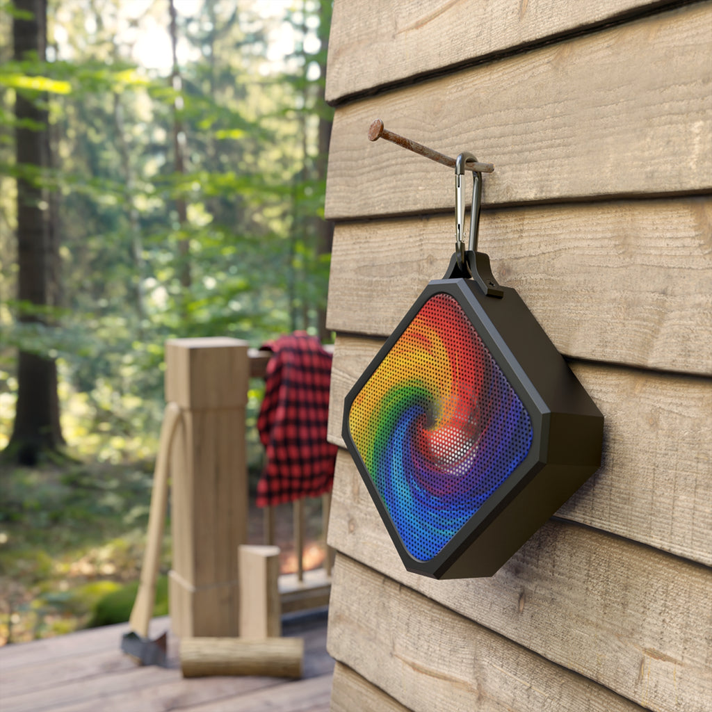 Portable Bluetooth Speaker — Rainbow Swirl Outdoor Speaker with Carabiner