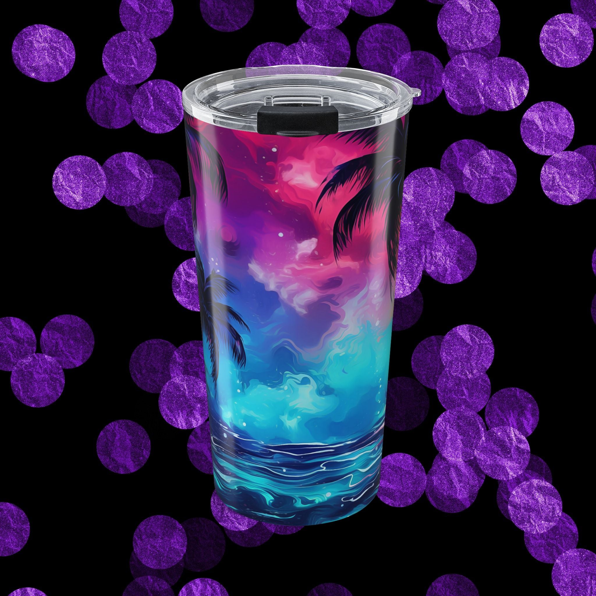 20oz Tropical Sunset Tumbler — Neon Palm Beach Drinkware