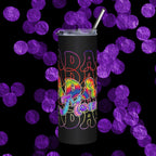 20oz Stainless Tumbler — Tie-Dye “Badass Mom” Repeating Typography, Insulated Travel Cup