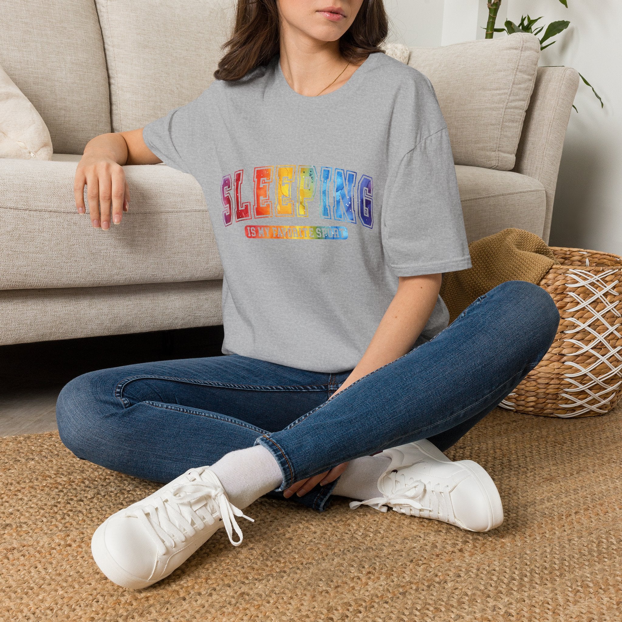 Sleeping Is My Favorite Sport - Rainbow Retro Graphic Tee