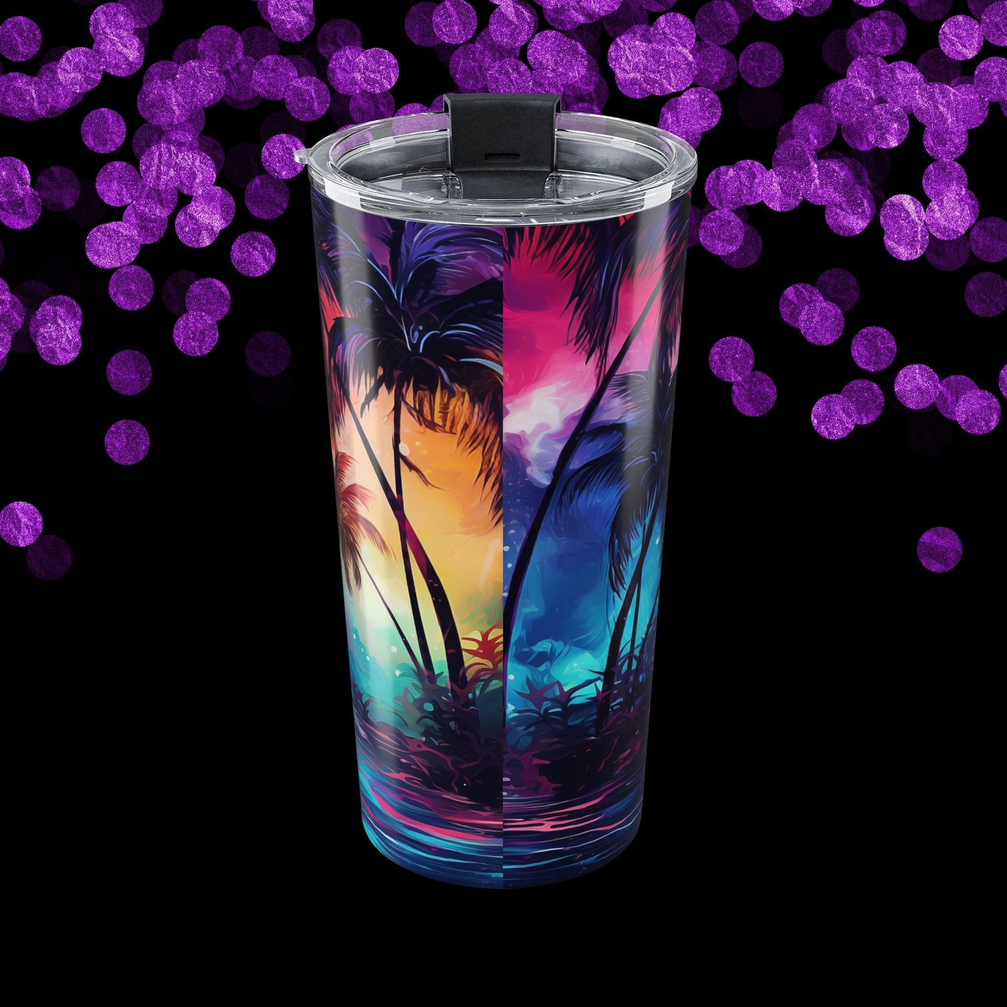 20oz Tropical Sunset Tumbler — Neon Palm Beach Drinkware