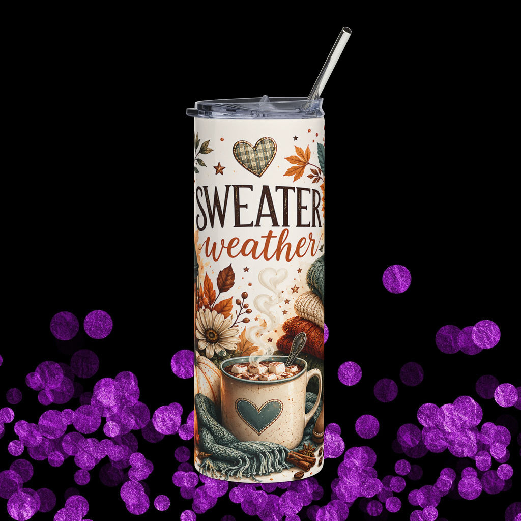 Sweater Weather 20oz Stainless Tumbler — Autumn Pumpkin Lantern Cozy Mug Design