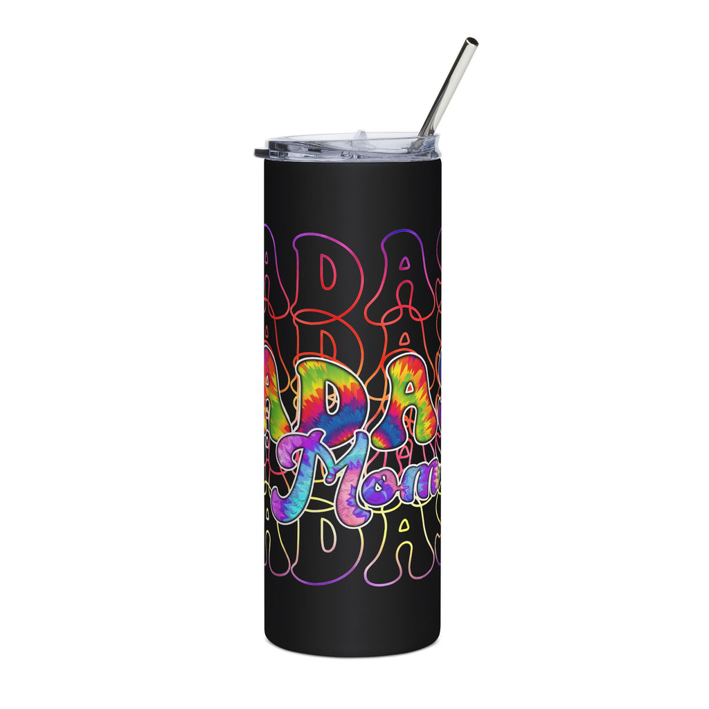 20oz Stainless Tumbler — Tie-Dye “Badass Mom” Repeating Typography, Insulated Travel Cup